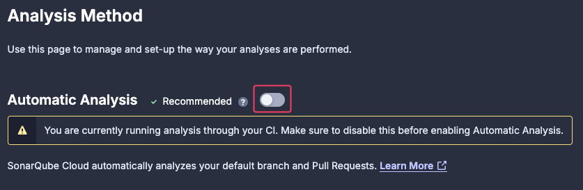 SonarQube Analysis Type