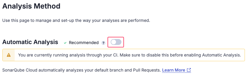 SonarQube Analysis Type